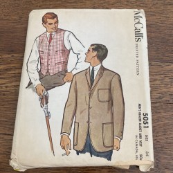 5051 MCCALLS 1959 MR. BLAZER POCKET JACKET,  VEST PATTERN 38"